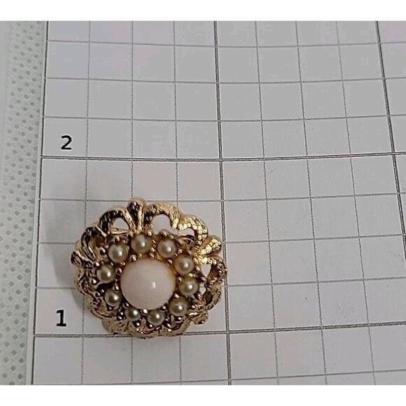 Vintage SARAH COVENTRY Clip On Earrings Faux Pink & Pearl‎ Goldtone Flower Rare - Picture 7 of 10